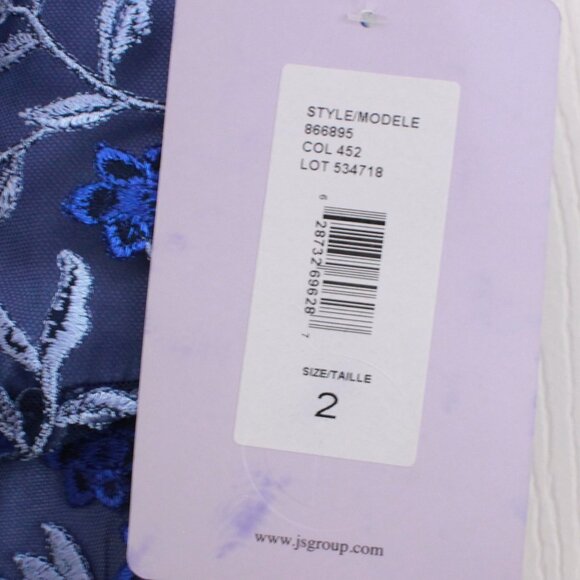 JS Collections Flutter Sleeve Embroidered Dress in Blue - Picture 6 of 12